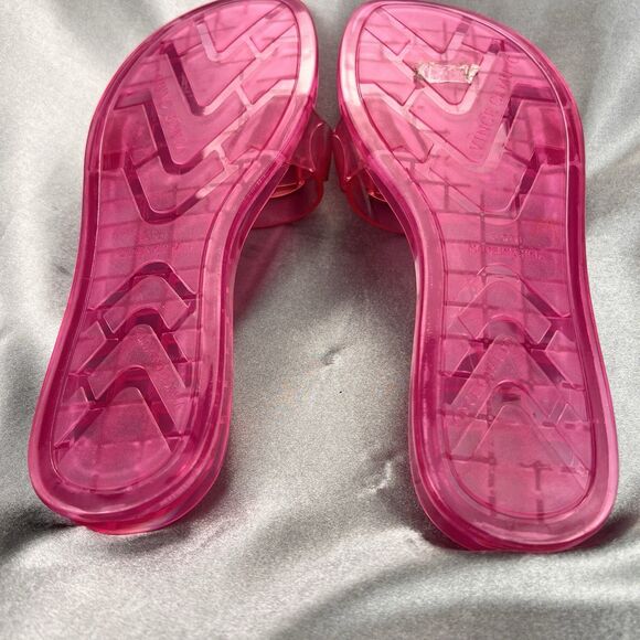 Vince Camuto Evolet Jelly Thong Women’s 10 Pink‎ Chain Flip Flops Summer Worn 1x - Picture 12 of 17